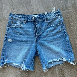 Distressed Blue Denim Shorts